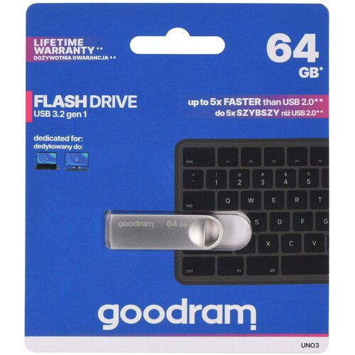 Goodram USB UNO3-0640S0R11 USB flash drive 64 GB USB Type-A 3.2 Gen 1 (3.1 Gen 1) Silver Cijene