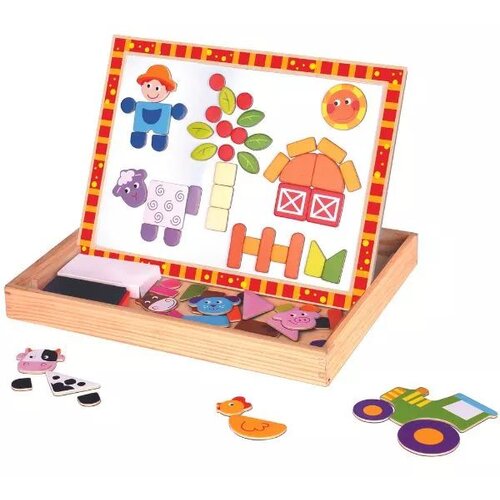 Tooky Toy 2-v-1 lesena magnetna sestavljanka v škatli - 85 kosov Cene