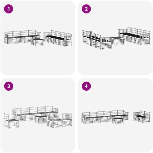  Set vanjskih sofa 9 pcs Bijela 59 x 59 x 37 cm Slike