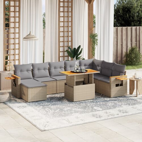 vidaXL 8-dijelni set vrtnih sofa od poliratana s jastucima bež Cijene