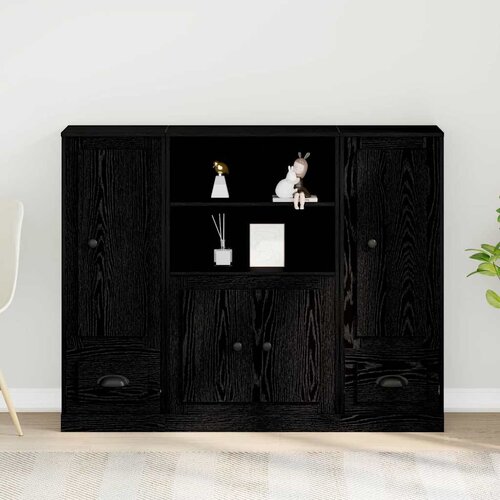  Highboard Crni hrast 132 x 35.5 x 103.5 cm Konstruirano drvo Slike