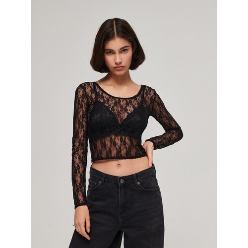 House - Bluza s čipkom - Crna Cijene