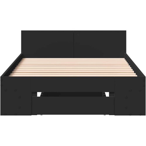 VidaXL Okvir kreveta s ladicom crni 75 x 190 cm konstruirano drvo Slike