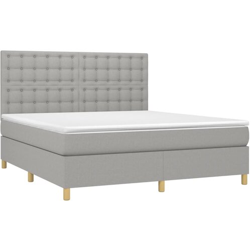  box spring s madracem LED svjetlosivi 180x200 cm tkanina Slike