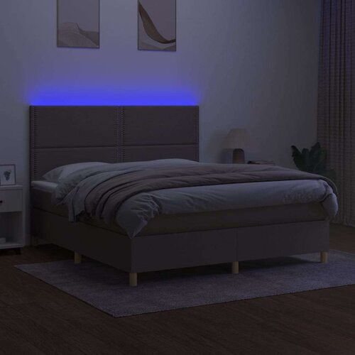 vidaXL Krevet box spring s madracem LED smeđesivi 160x200 cm tkanina Cijene