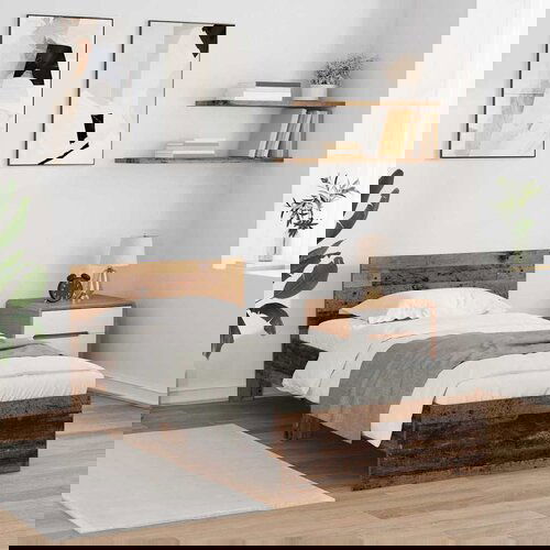 VidaXL Konstrukcija postelje Star les 90 x 200 cm Konstruiran les Slike