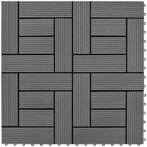 vidaXL 11 kosov 30 x 30 cm sivih zunanjih ploščic WPC 1 m²