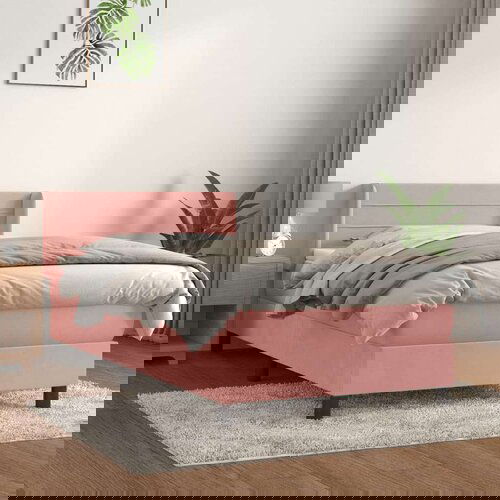 Box spring krevet s madracem ružičasti 90x200 cm baršunasti Cijene
