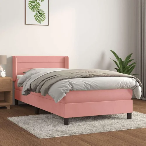 Box spring krevet s madracem ružičasti 90x200 cm baršunasti