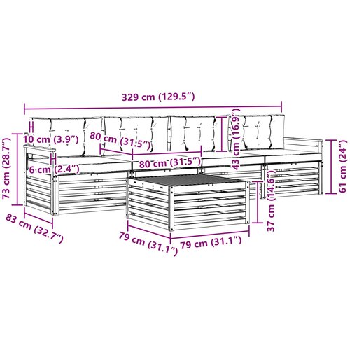  Set vanjskih sofa 5 kom. Prirodna i svijetlo siva 79 x 79 x 37 cm Slike