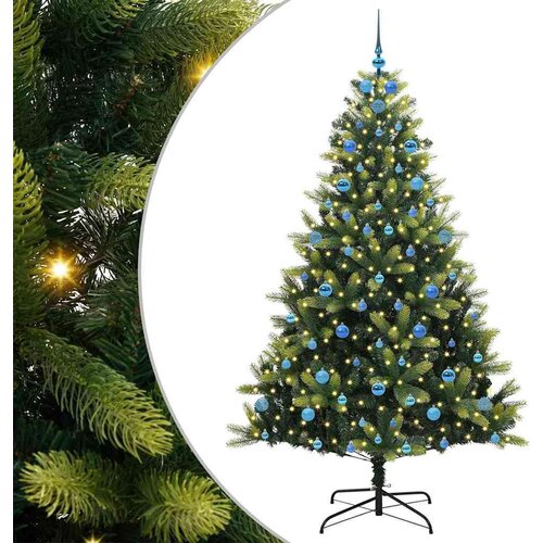 VidaXL Umjetno savitljivo božićno drvce s 300 LED dioda Zelena 210 cm Slike