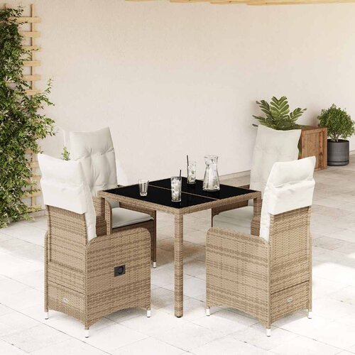  5-dijelni vrtni bistro set od poliratana s jastucima bež Cene
