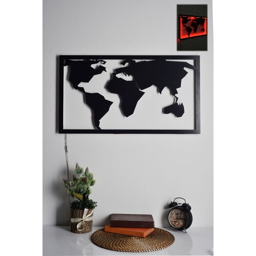 Wallity zidna led dekoracija world map 2 , 45 x 65 cm, 23.52 w, crvena Cene