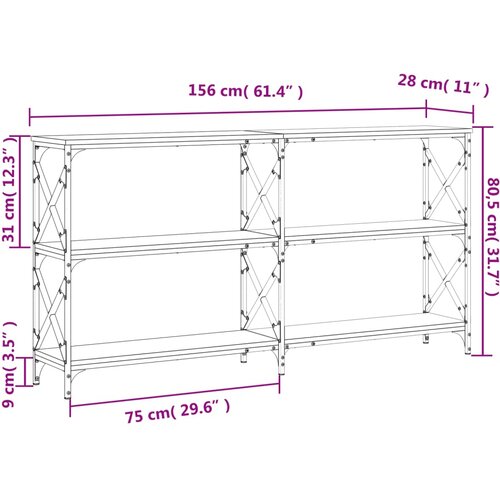  Konzolni stol boja hrasta 156x28x80,5 cm konstruirano drvo Slike