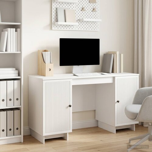  Stol Bijela visokog sjaja Konstruirano drvo 142,5 x 50 x 75 cm Slike