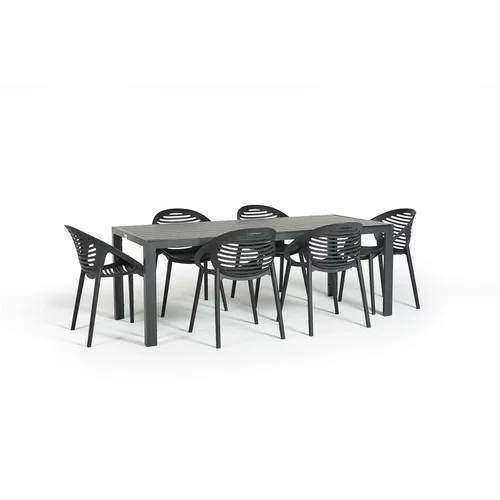 Bonami Selection Vrtni blagovaonski set za 6 osoba s crnim stolicama Joanna i stolom Viking, 90 x 205 cm
