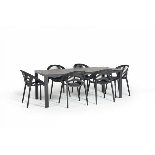 Bonami Selection Vrtni blagovaonski set za 6 osoba s crnim stolicama Joanna i stolom Viking, 90 x 205 cm Slike