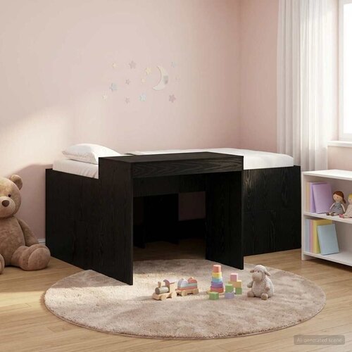  za djecu s visokim okvirom i stolom Crna 80 x 160 cm - Crna 80 x 160 cm Cijene