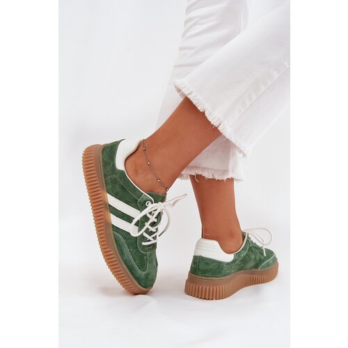 Boto Women Suede Sneakers On Platform Green Venera Slike