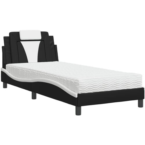 vidaXL Postelja z vzmetnico črna in bela 80x200 cm umetno usnje, (21111484) Cene
