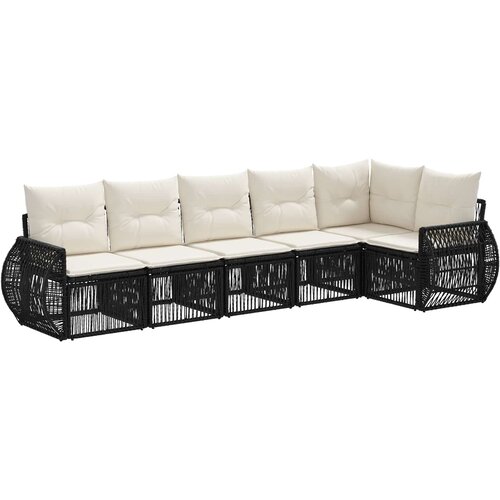 vidaXL Vrtna sedežna garnitura 6 pcs Črna in krem bela poli ratan, (5000271408) Cene