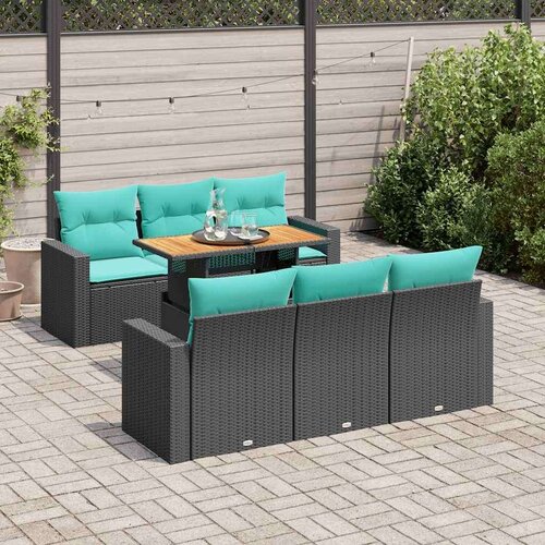 vidaXL Vrtna garnitura - 7-dijelni set vrtnih sofa od poliratana s jastucima crni - Crna 1 Cene