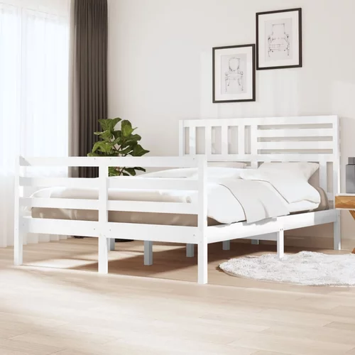 vidaXL Okvir za krevet od masivnog drva bijeli 130x190 cm 4FT6 bračni