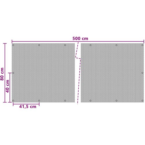  Ekran za balkon s rupama 500 x 80 cm poliratan Crna Slike