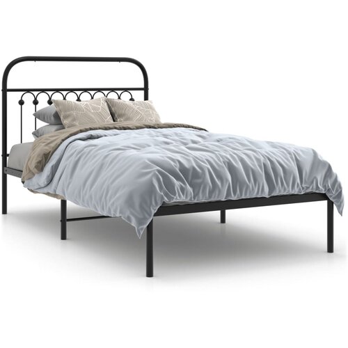 vidaXL Metalni okvir za krevet s uzglavljem crni 100x190 cm Cijene