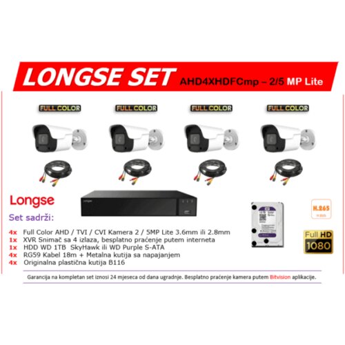 Longse Full Color AHD SET AHD4XHDFCmp &ndash; 2/5 MP Lite Cijene