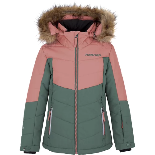 HANNAH Girls' winter waterproof jacket LEANE JR rosette/dark forest