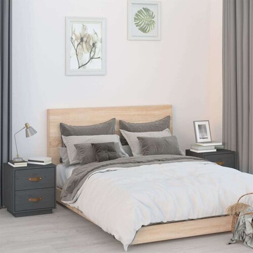  Nočna omarica 2 kosa siva 40x34x45 cm trdna borovina, (20734509) Slike