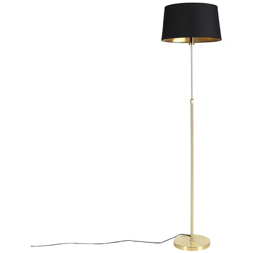 QAZQA Stoječa svetilka zlata / medenina s nastavljivim črnim senčilom 45 cm - Parte