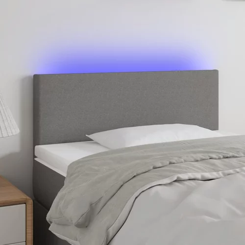 vidaXL LED posteljno vzglavje temno sivo 90x5x78/88 cm blago