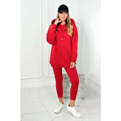Kesi Set of 3in1 sweatshirt, top and leggings red Cene