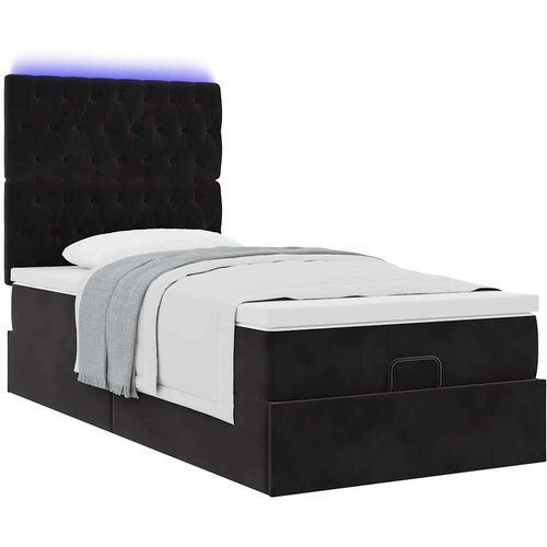 VidaXL otomanski okvir kreveta s madracima crni 80x200cm bar&amp;scaron;unasti Slike