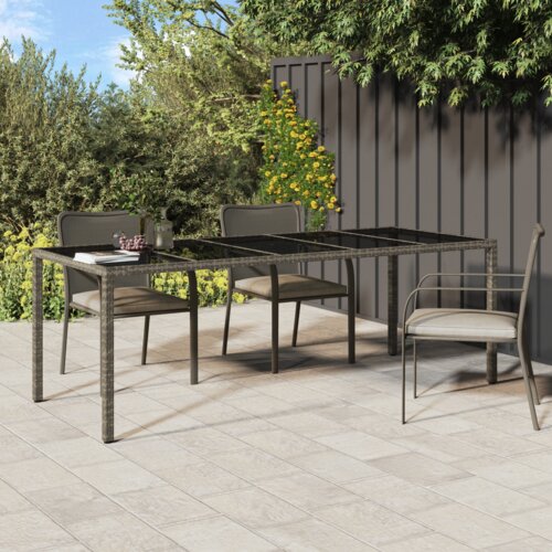 vidaXL vrtna jedilna miza siva 250x100x75 cm poli ratan Cene