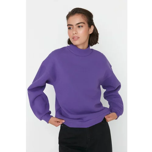 Trendyol Purple Stand Up Loose Knitted Sweatshirt