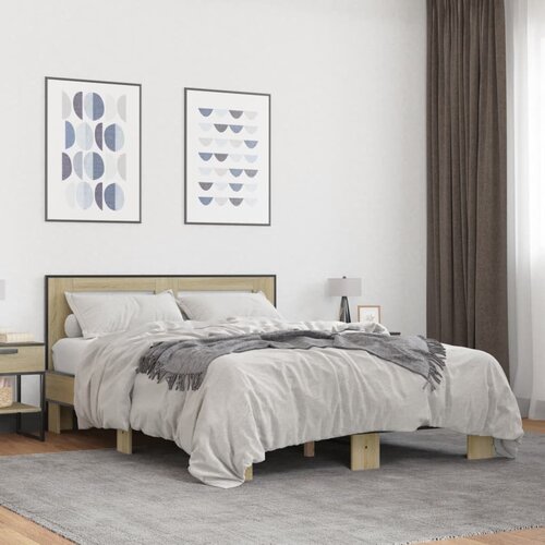 Furnova Posteljni okvir sonoma hrast 140x190 cm inž. les in kovina, (21937642) Slike
