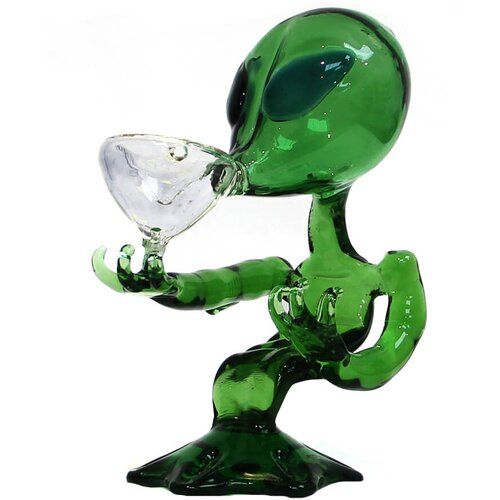  Stekleni bong green alien, 15 cm Cene