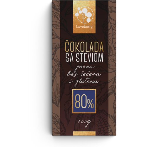 Loveberry crna čokolada sa steviom 80%, 100g Slike