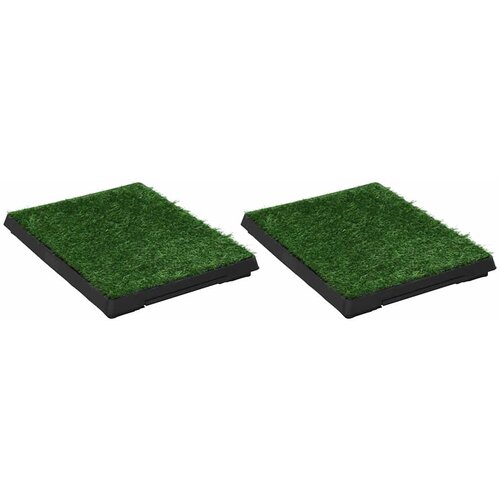  Toaleti za ljubimce s pladnjem i travom 2 kom zeleni 63x50x7 cm Slike