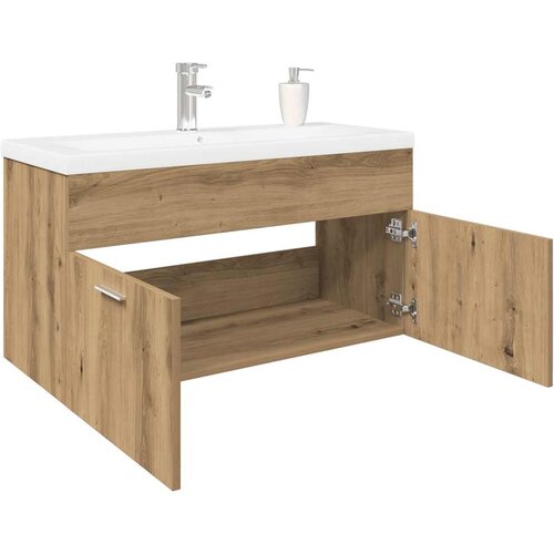 vidaXL omara za umivalnik z vgrajenim umivalnikom Artisan Oak Cene