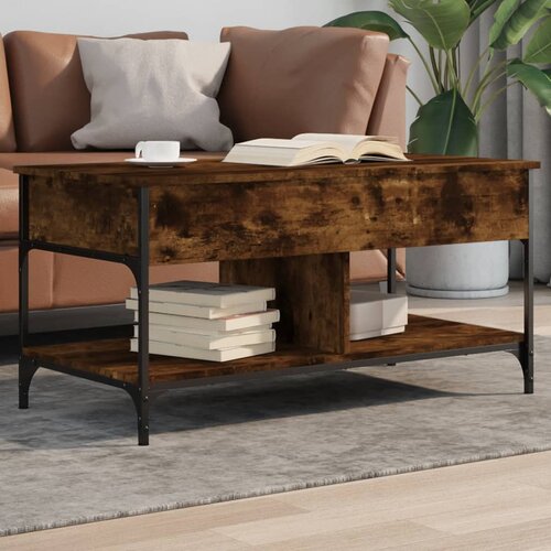VidaXL Stolić za kavu boja hrasta 100 x 50 x 50 cm od drva i metala Slike