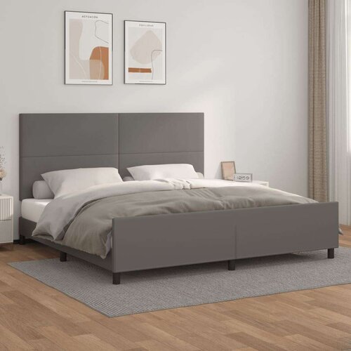  Okvir za krevet s uzglavljem sivi 200x200 cm od umjetne kože Slike