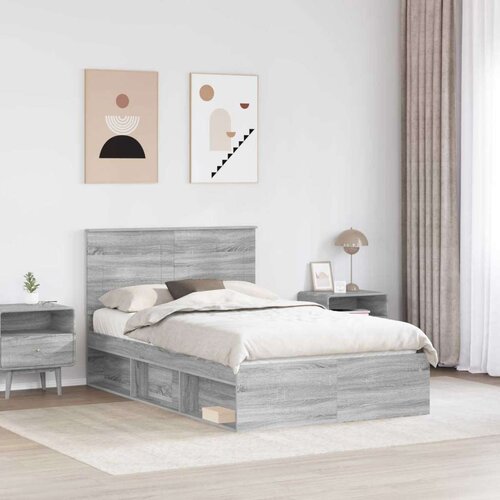  Okvir za krevet s uzglavljem Siva Sonoma 120 x 200 cm Slike