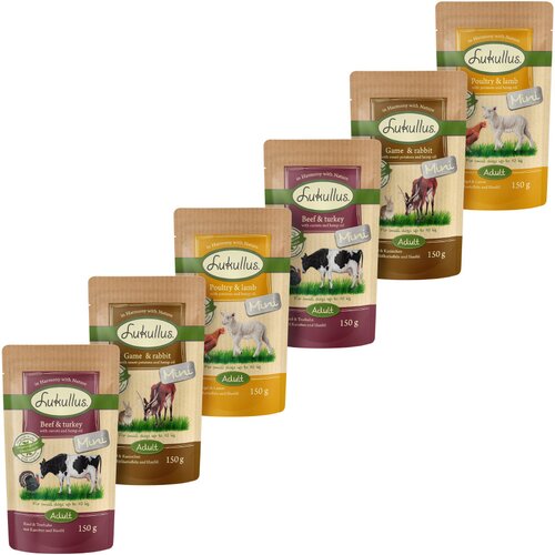 Lukullus Ekonomično pakiranje Naturkost Adult Mini bez žitarica 24 x 150 g - Mije&amp;scaron;ano pakiranje Slike