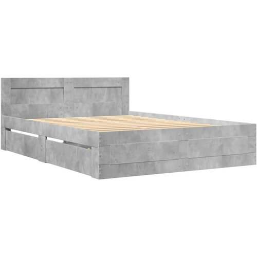 vidaXL Okvir kreveta s uzglavljem siva boja betona 120x190 cm drveni Cijene