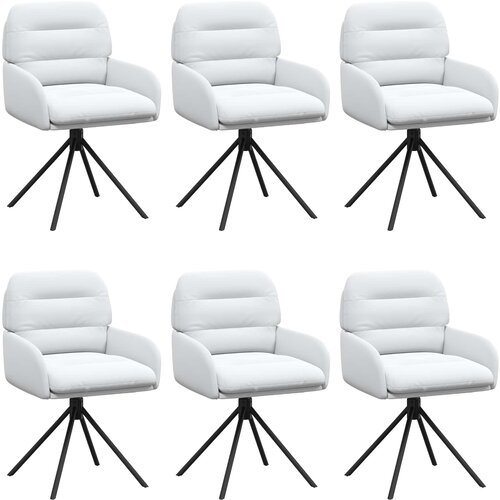 vidaXL Vrtilne jedilne stole 6 pcs Umetno usnje Bela 59 x 59,5 x 90 cm, (5000296606) Cene