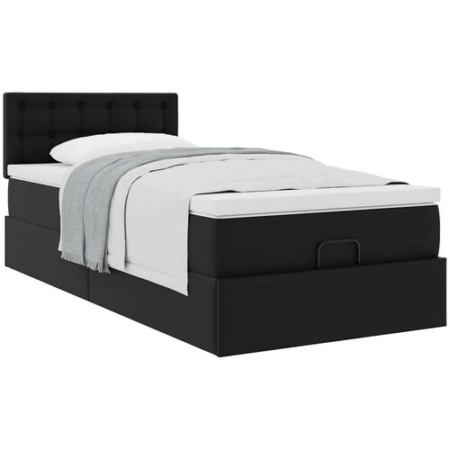 VidaXL Otomanski okvir kreveta s madracem crni 90x190 cm umjetna koža Slike